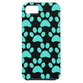 Cute Puppy Dog Paw Prints Teal Blue Black iPhone 5 Covers