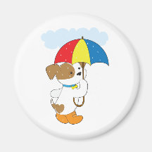 Cute Puppy in Rain Magnet
