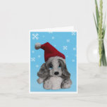 Cute Puppy In Santa Hat Christmas Thank You Card