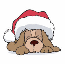 cute puppy in santa hat photo sculptures