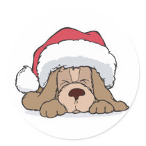 cute puppy in santa hat stickers