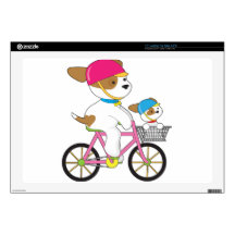 Cute Puppy on Bike 17" Laptop Decals