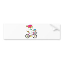 Cute Puppy on Bike Bumper Stickers