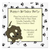 Cute Puppy with Bone invitations