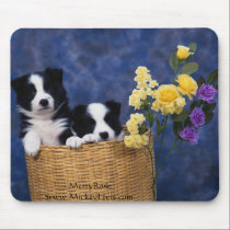 Cute pups in a basket mousepads