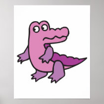 cute purple alligator poster