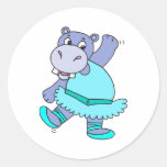 cute purple ballerina ballet hippo character stickers