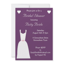 Cute Purple Bridal Shower Wedding Dress Invite