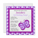 Cute Purple Butterfly & Polka Dots Birthday Invite