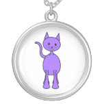 Cute Purple Cat Cartoon. Necklace