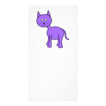 Cute Purple Cat Cartoon. Picture Card
