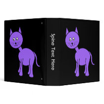Cute Purple Cat. Cat Cartoon on Black. Binder