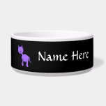 Cute Purple Cat. Cat Cartoon on Black. Dog Food Bowls
