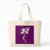 Cute Purple Cow Jumping Over The Moon Canvas Bags