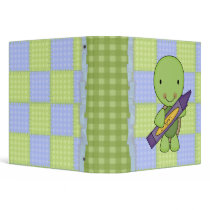 cute purple crayon turtle binder
