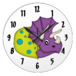 Cute Purple Dinosaur/Egg Kid's wall-clock/Medium