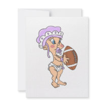 Cute purple football Baby Personalized Announcements
