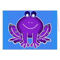 cute purple frog greeting cards