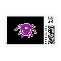 cute purple  fuzzy spider postage stamps