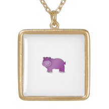 Cute purple hippo personalized necklace
