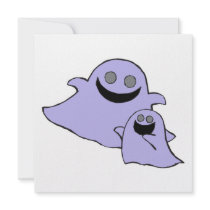 cute purple momma and baby ghosts invites