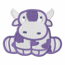 Cute Purple MOO Cow embroidered shirts