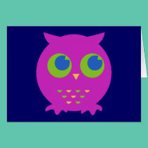 Cute Purple Owl Cartoon cards