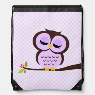 Cute Purple Owl Cinch Bag