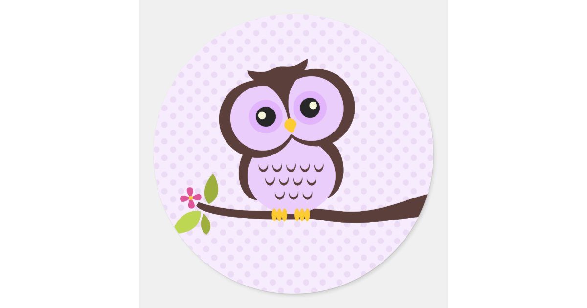 Cute Purple Owl Classic Round Sticker | Zazzle