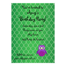 Cute purple owl custom announcements