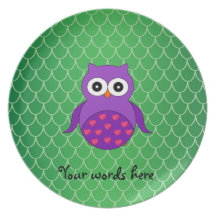 Cute purple owl dinner plates