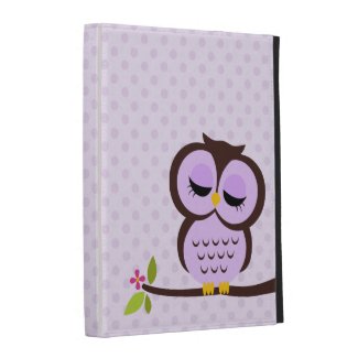 Cute Purple Owl iPad Folio Cover