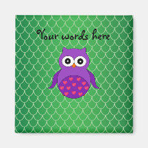 Cute purple owl magnet