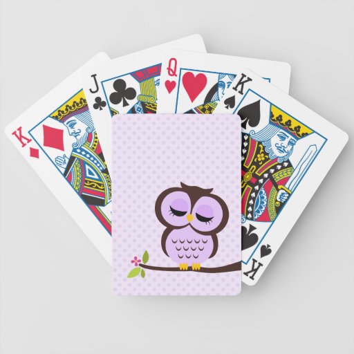 Cute Purple Owl Playing Cards