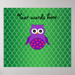Cute purple owl poster
