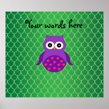 Cute purple owl poster