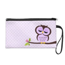 Cute Purple Owl Wristlet Clutches
