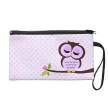 Cute Purple Owl Wristlet Clutches