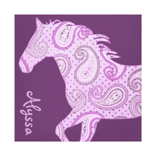 Cute Purple Paisley Horse Canvas Print