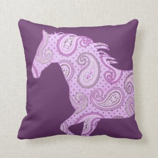 Cute Purple Paisley Horse Pillow