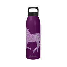 Cute Purple Paisley Horse Reusable Water Bottle