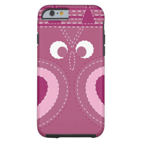 Cute Purple Pink Owl Stitched Look iPhone 6 Case