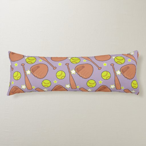 Cute Purple Softball Star Pattern Body Pillow Zazzle