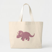 Cute Purple Triceratops (baby Torosaurus) Canvas Bags