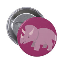 Cute Purple Triceratops (baby Torosaurus) Button