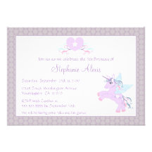 Cute purple unicorn pony birthday party invitation