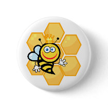 cute queen bee and beehive buttons