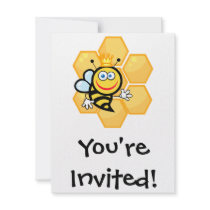 cute queen bee and beehive personalized announcement