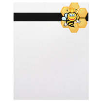 cute queen bee and beehive letterhead design