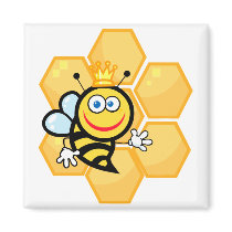 cute queen bee and beehive refrigerator magnets